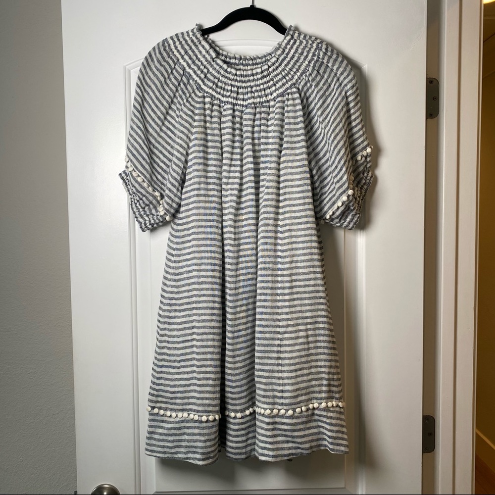 APIECE APART FELINA Striped OFF-THE-SHOULDER DRESS - Picture 2 of 7